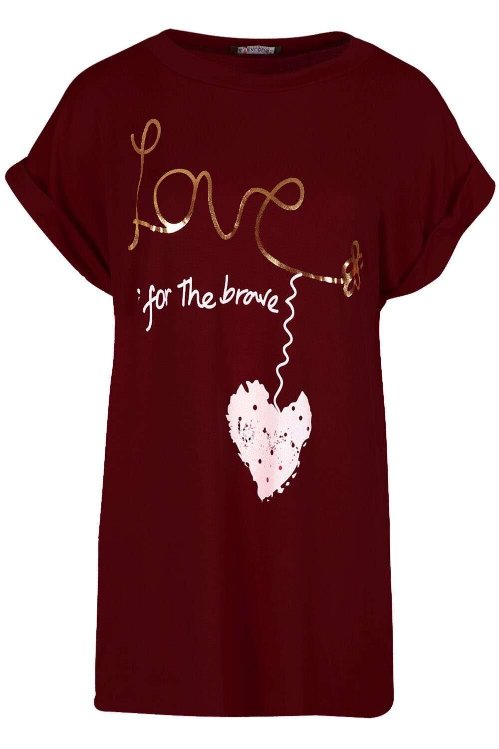 Cassie Slogan Print Baggy Roll Sleeve Tshirt - bejealous-com