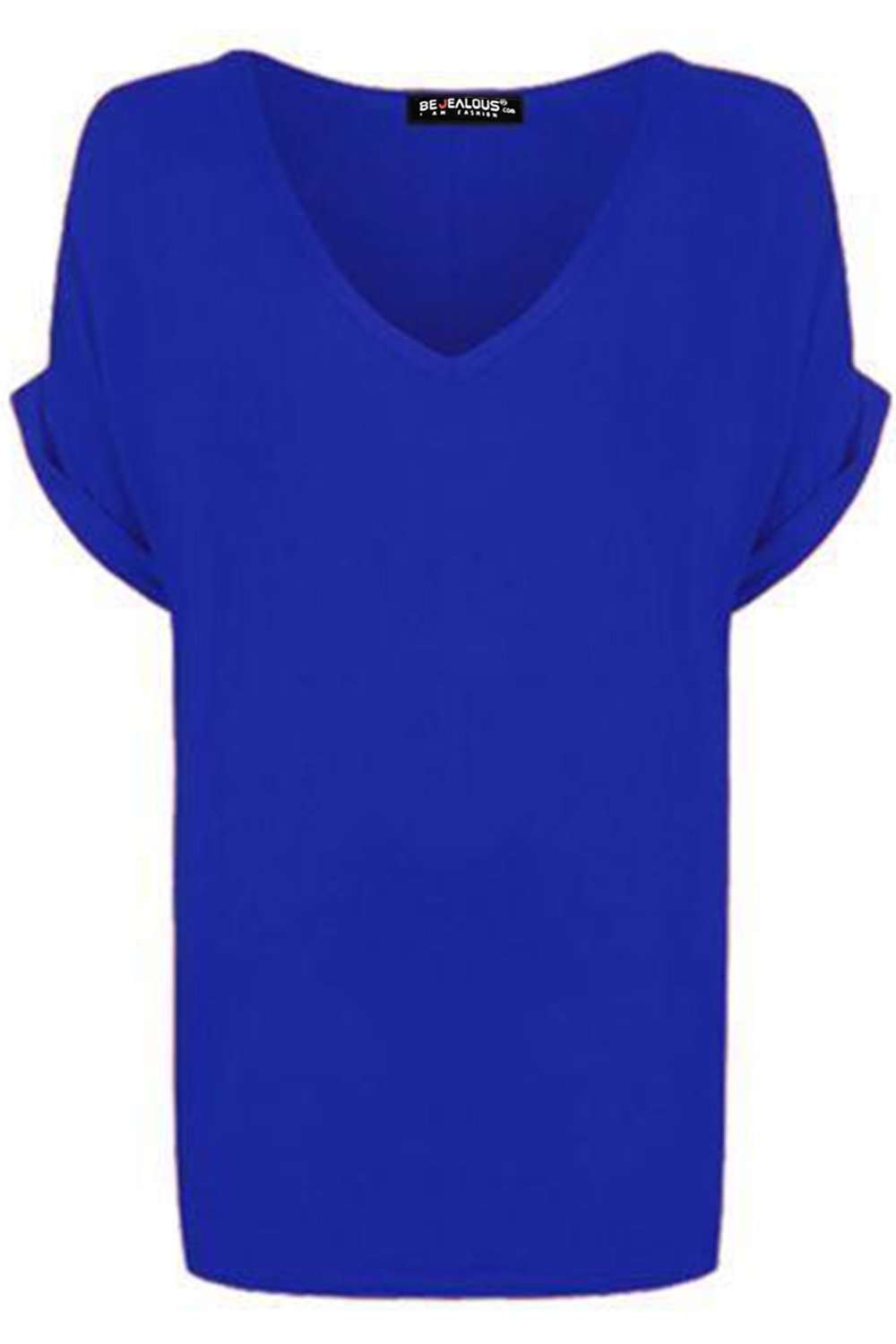 Celia Roll Sleeve Vneck Oversized Jersey Tshirt - bejealous-com