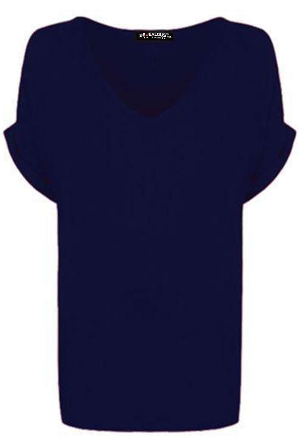 Celia Roll Sleeve Vneck Oversized Jersey Tshirt - bejealous-com