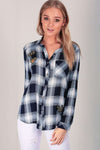 Ceris Badged Blue Tartan Shirt - bejealous-com