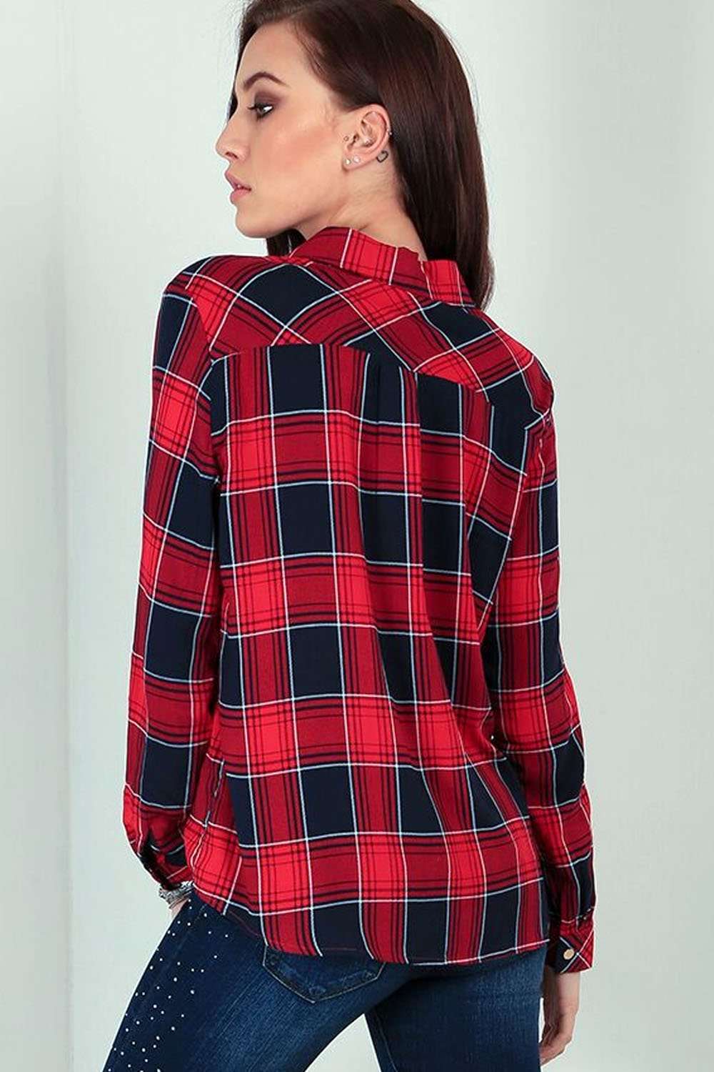 Ceris Badged Blue Tartan Shirt - bejealous-com