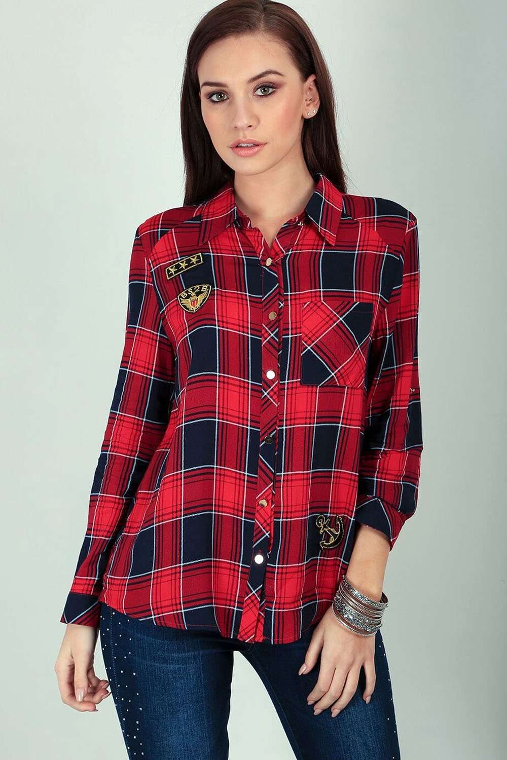 Ceris Badged Red Tartan Shirt - bejealous-com