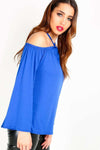 Ceris Strappy Bardot Wide Sleeve Jersey Top - bejealous-com