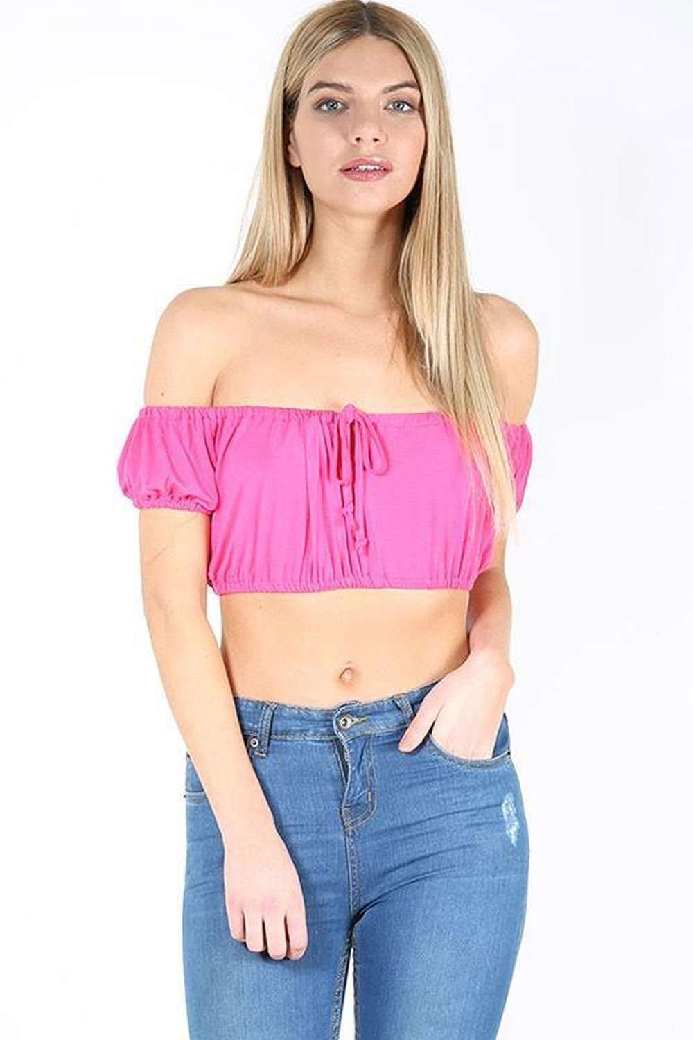 Ceris Tie Front Bandeau Crop Top - bejealous-com
