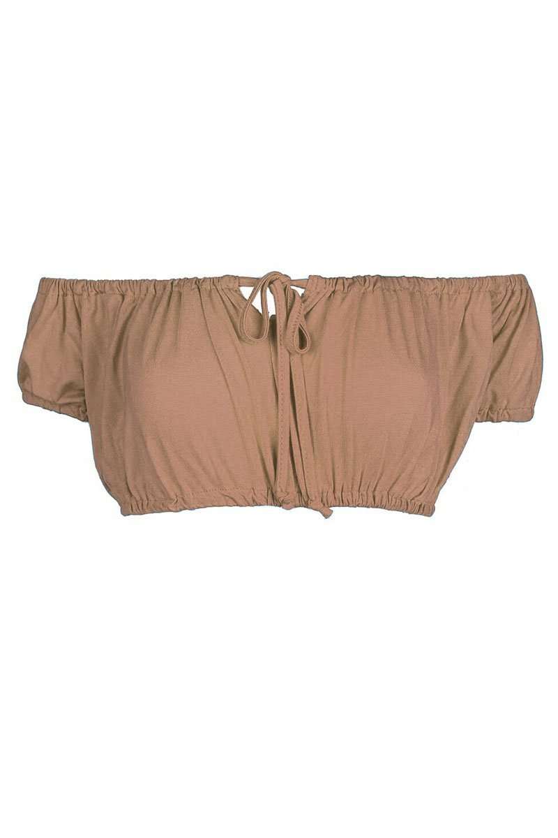 Ceris Tie Front Bandeau Crop Top - bejealous-com