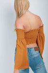 Charlotte Flare Sleeve Bardot Crop Top - bejealous-com