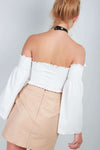 Charlotte Flare Sleeve Bardot Crop Top - bejealous-com