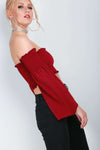 Charlotte Flare Sleeve Bardot Crop Top - bejealous-com