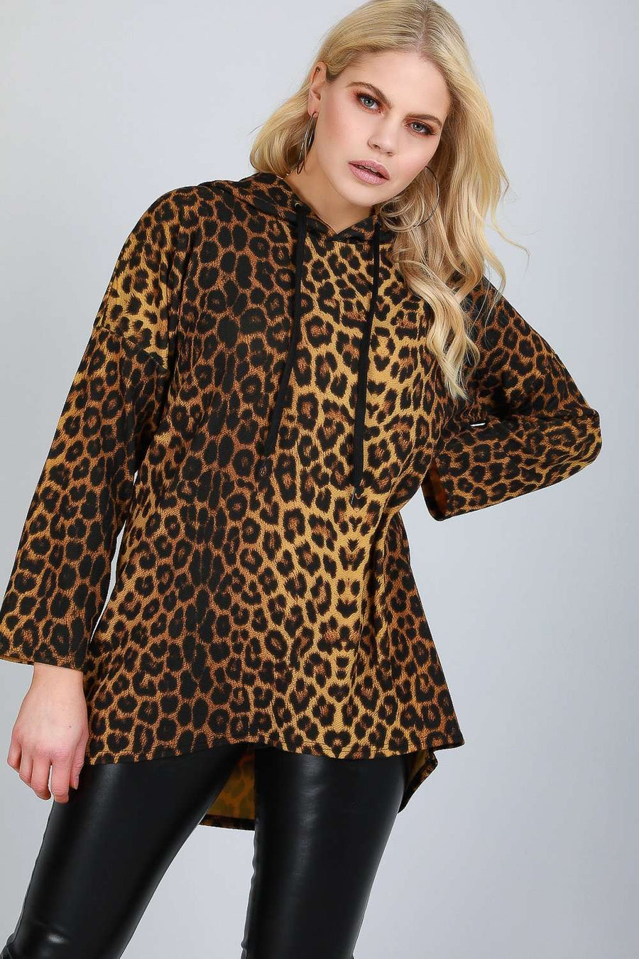 Chelsi Leopard Print Oversized Hooded Sweatshirt - bejealous-com