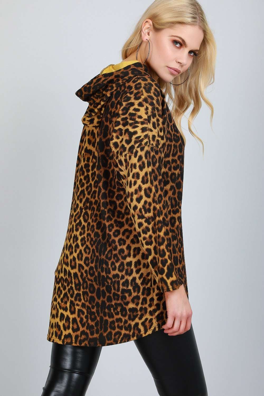 Chelsi Leopard Print Oversized Hooded Sweatshirt - bejealous-com