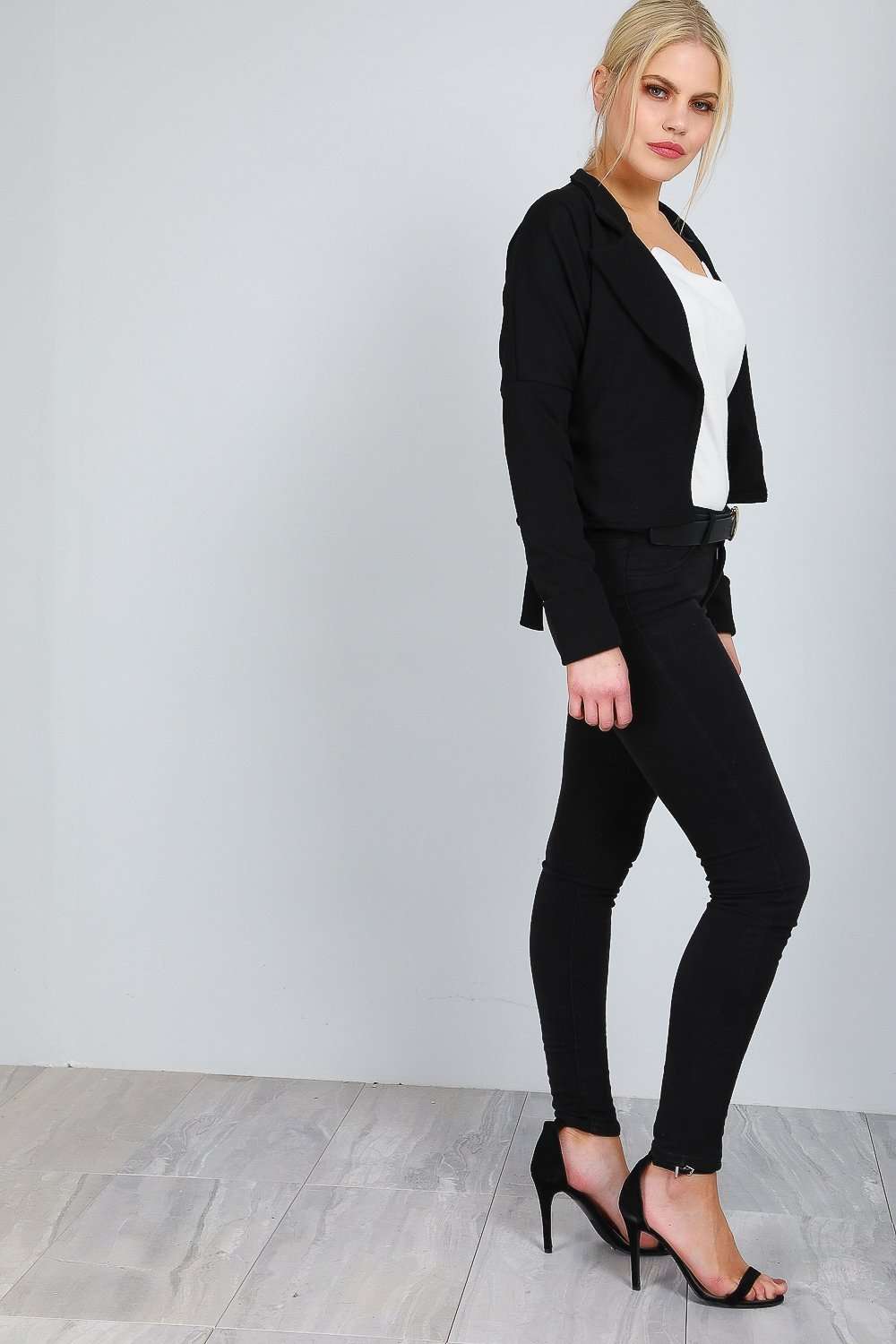 Cheslie Long Sleeve Cropped Belted Jacket - bejealous-com