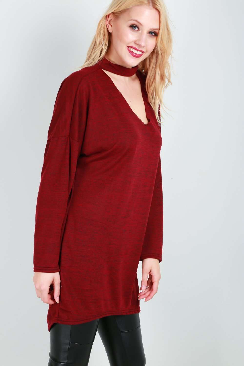 Chloe Choker Neck Oversized Knitted Dress - bejealous-com