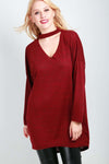 Chloe Choker Neck Oversized Knitted Dress - bejealous-com
