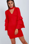Chloe Tiered Frill Choker Neck Bodycon - bejealous-com