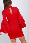 Chloe Tiered Frill Choker Neck Bodycon - bejealous-com