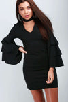 Chloe Tiered Frill Choker Neck Bodycon - bejealous-com