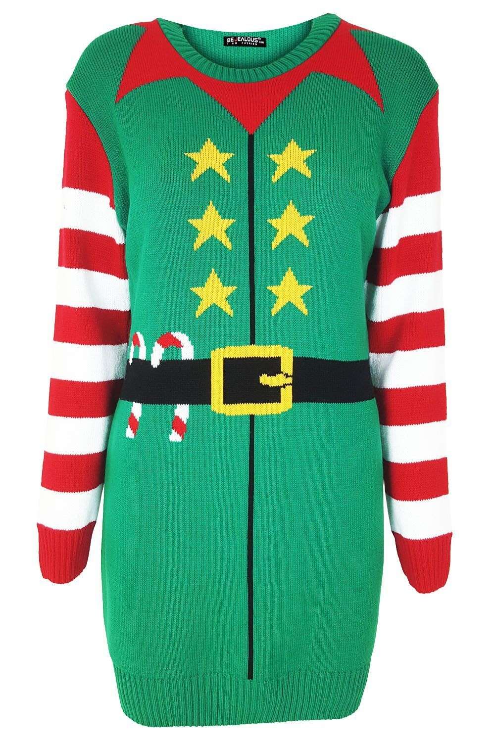 Christmas Elf Costume Knitted Jumper Dress - bejealous-com