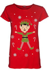 Christmas Elf Graphic Print Cap Sleeve T-shirt - bejealous-com