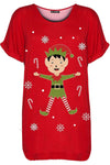 Christmas Elf Graphic Print Oversized Tshirt - bejealous-com