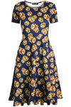 Christmas Graphic Print Cap Sleeve Midi Swing Dress - bejealous-com