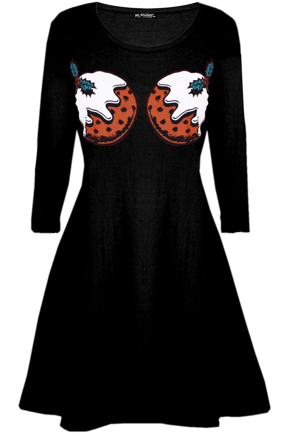 Christmas Pudding Long Sleeve Swing Dress - bejealous-com