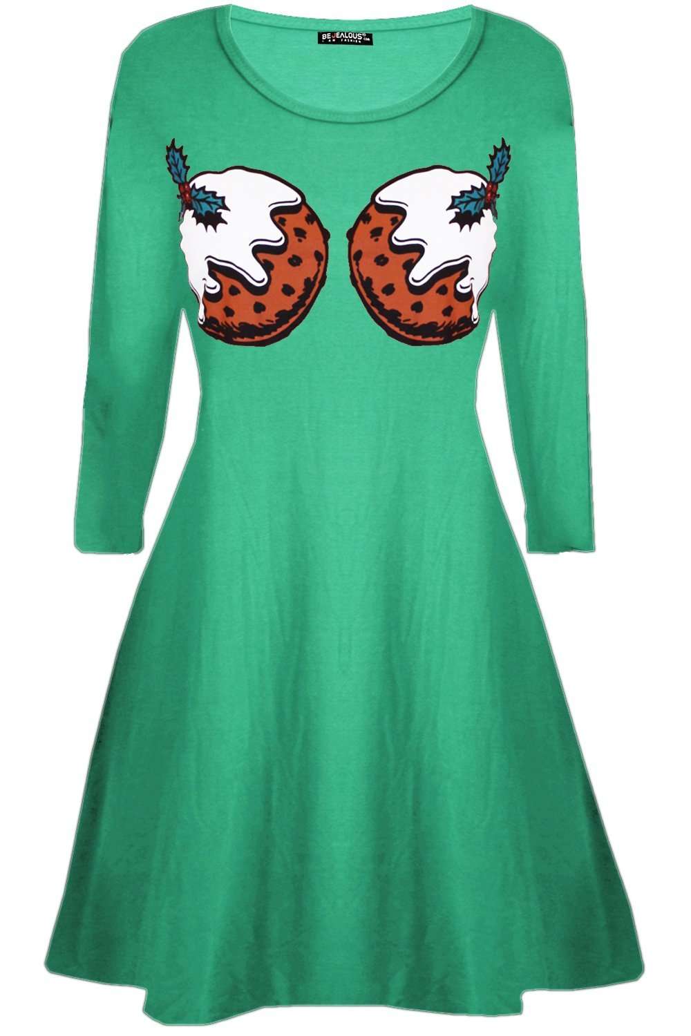 Christmas Pudding Long Sleeve Swing Dress - bejealous-com