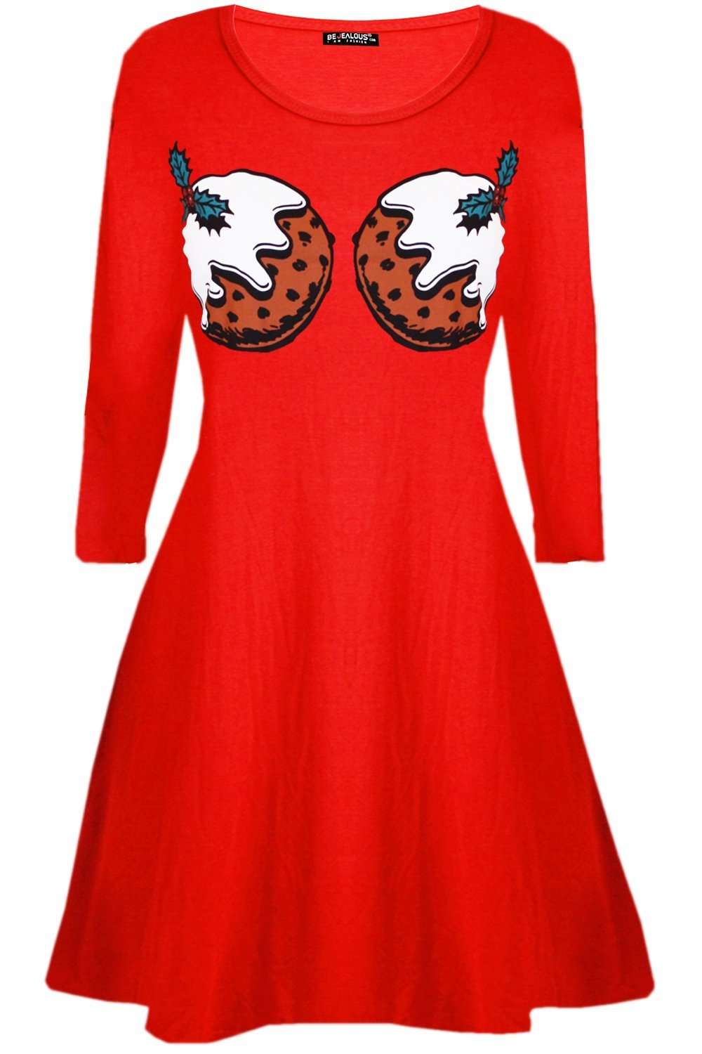 Christmas Pudding Long Sleeve Swing Dress - bejealous-com