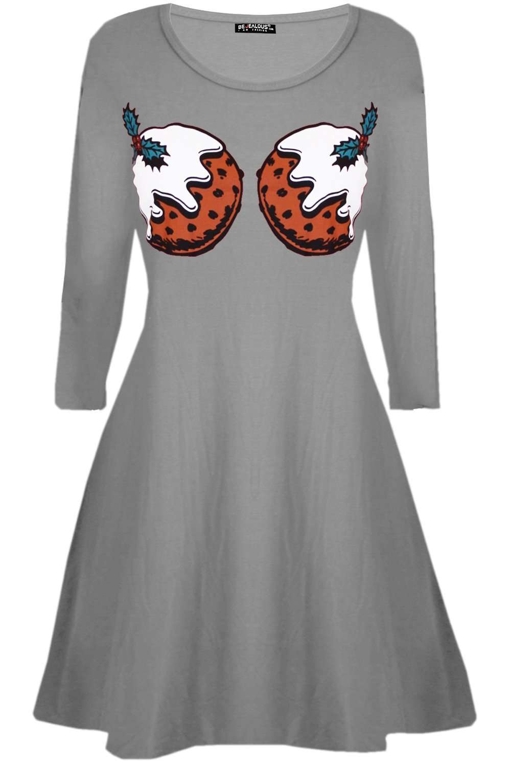 Christmas Pudding Long Sleeve Swing Dress - bejealous-com