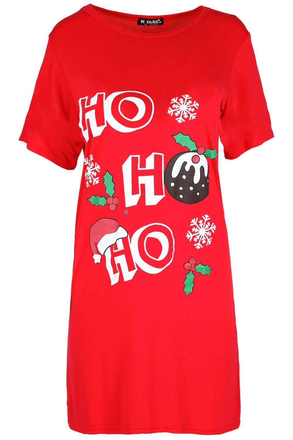 Christmas Slogan Print Baggy T-shirt Dress - bejealous-com