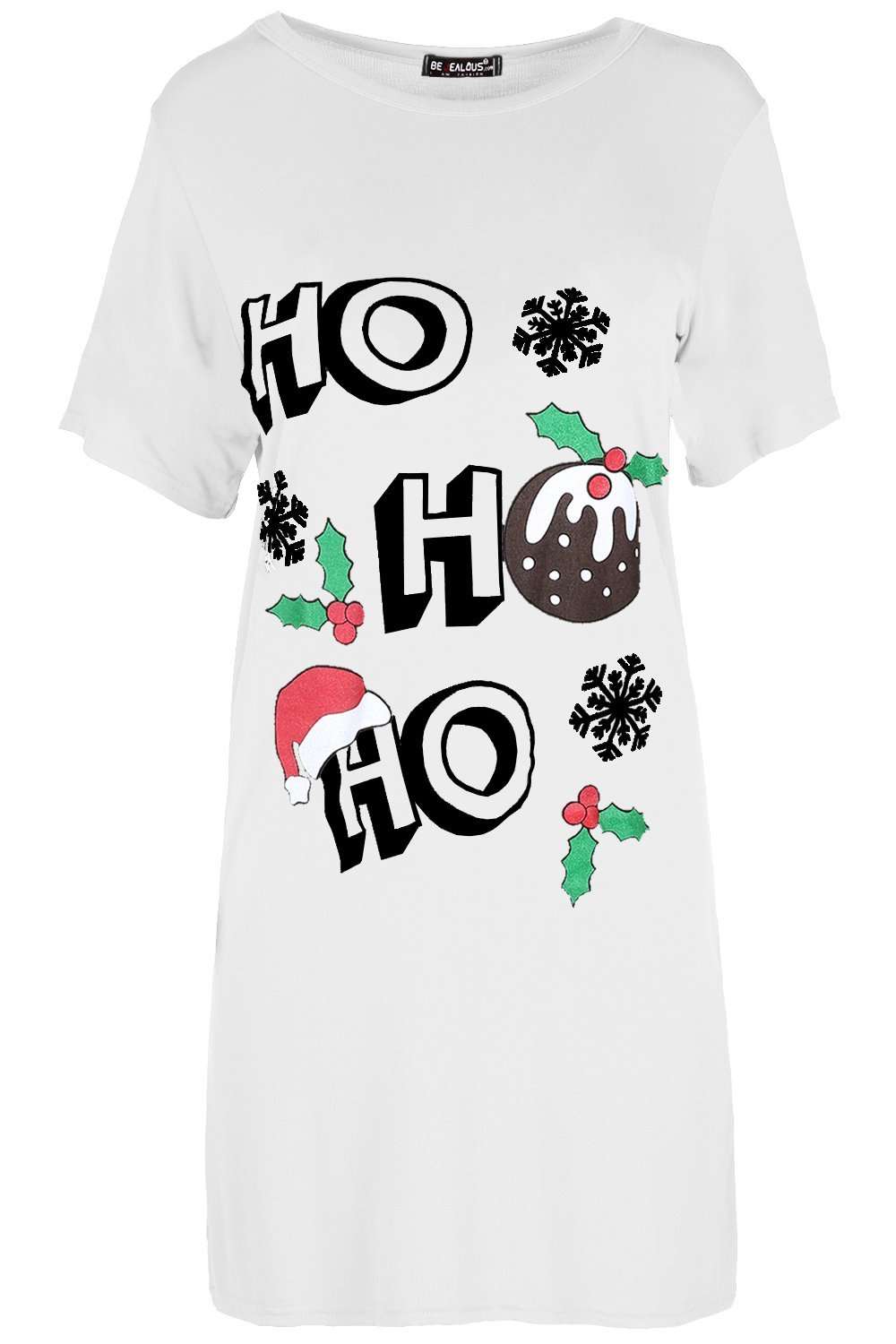 Christmas Slogan Print Baggy T-shirt Dress - bejealous-com
