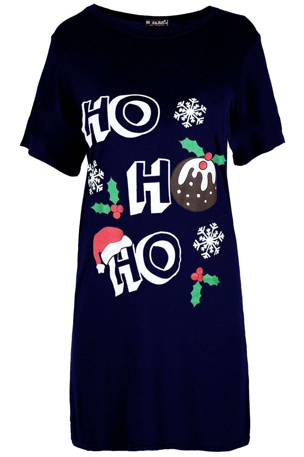 Christmas Slogan Print Baggy T-shirt Dress - bejealous-com