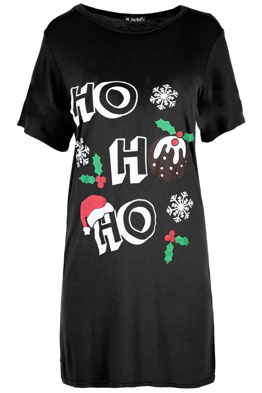 Christmas Slogan Print Baggy T-shirt Dress - bejealous-com