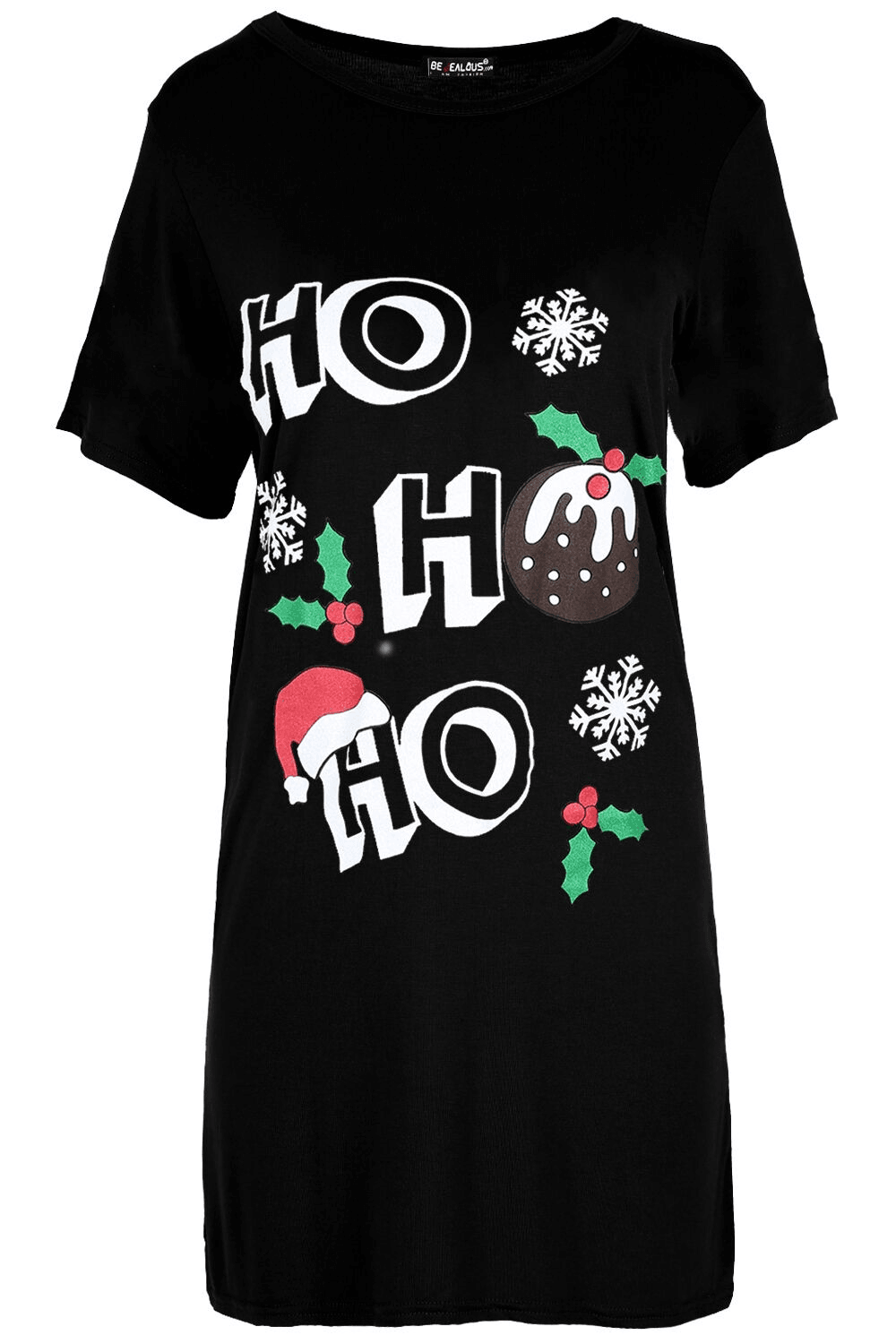 Christmas Slogan Print Baggy T-shirt Dress - bejealous-com