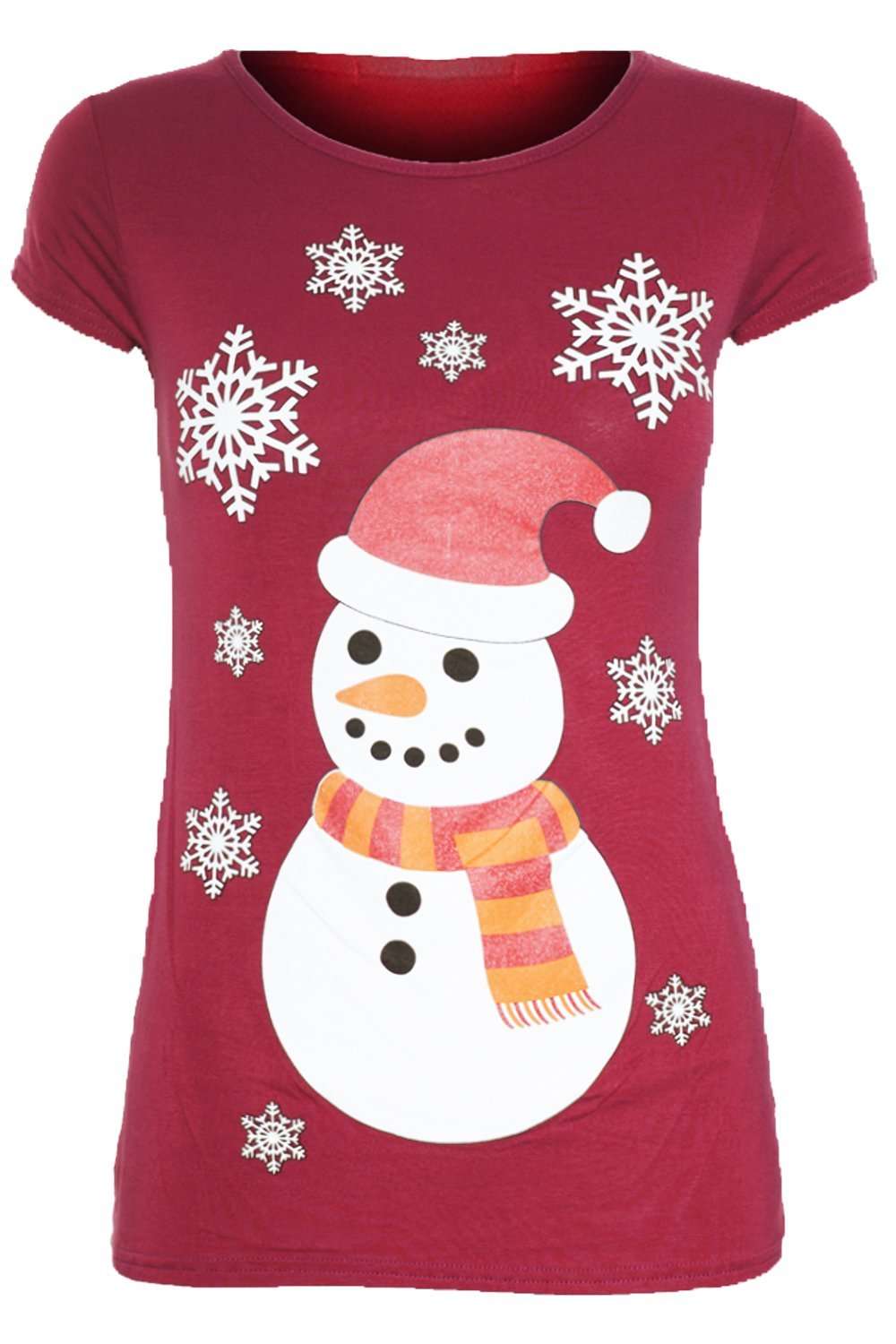 Christmas Snowman Print Cap Sleeve Tshirt - bejealous-com