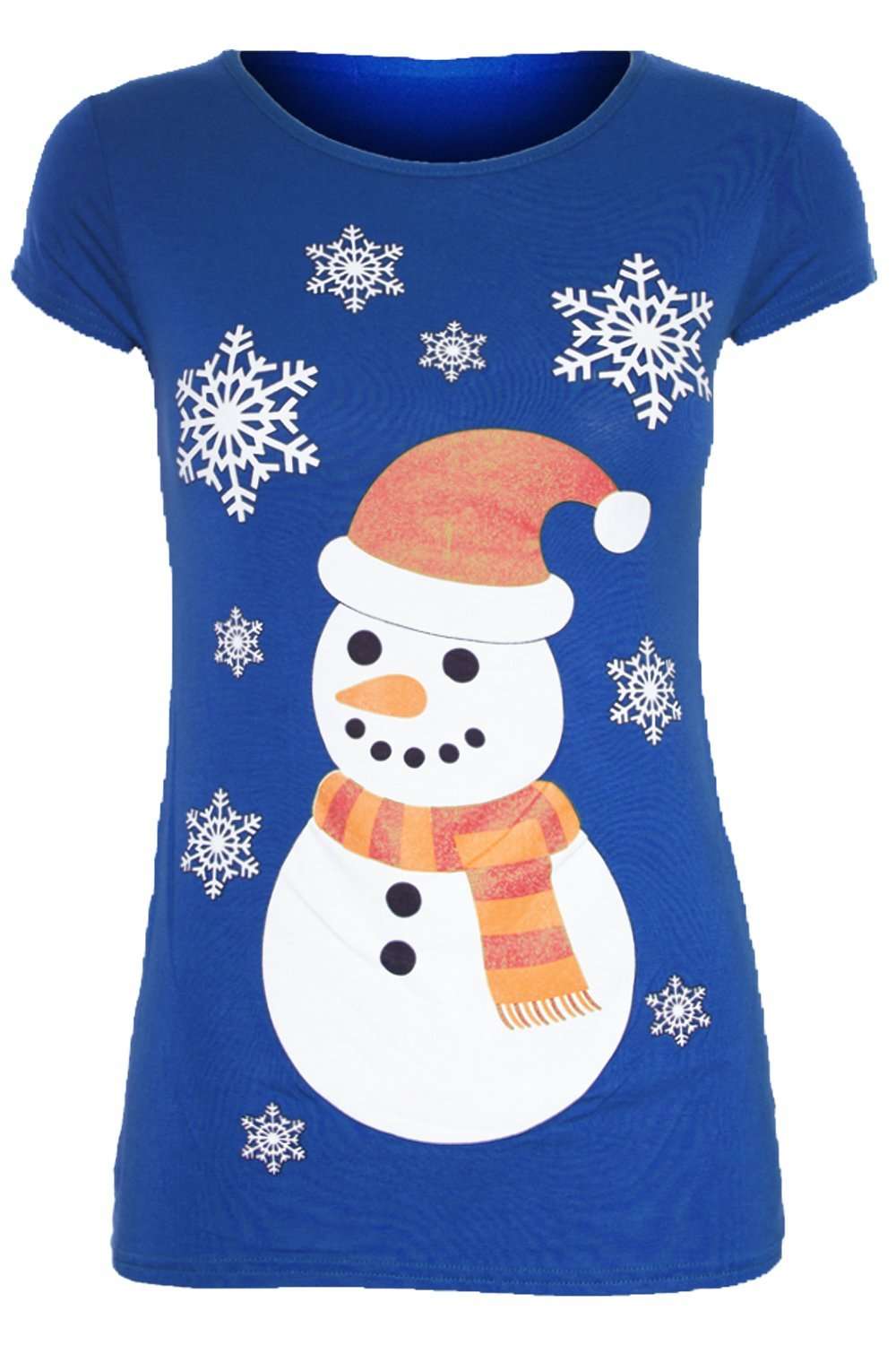 Christmas Snowman Print Cap Sleeve Tshirt - bejealous-com