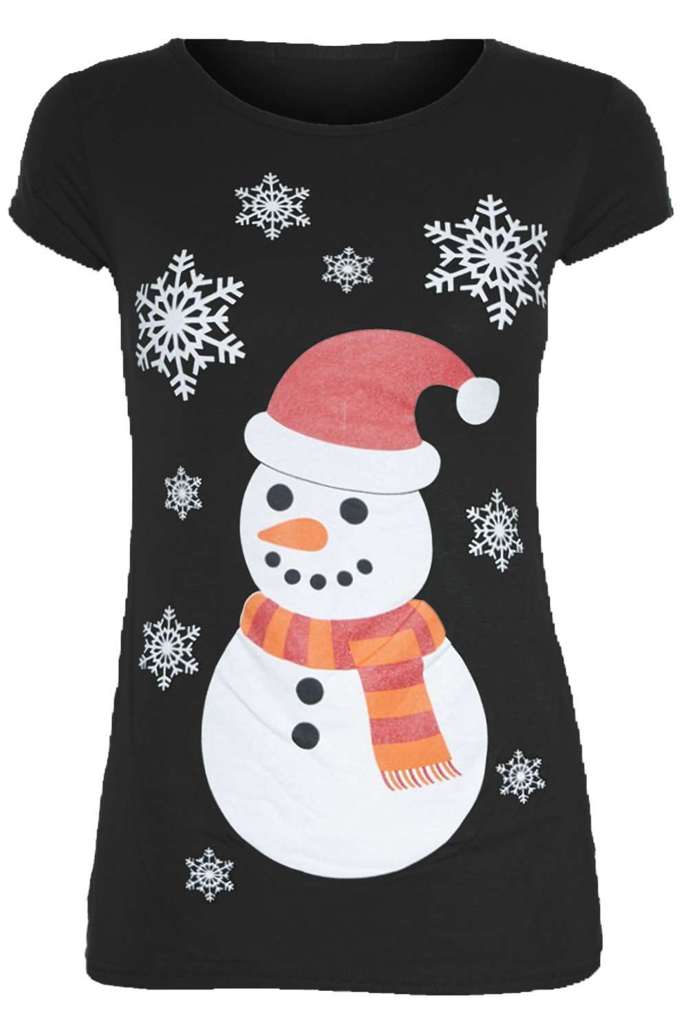 Christmas Snowman Print Cap Sleeve Tshirt - bejealous-com