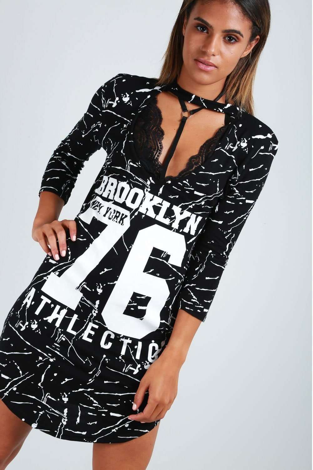 Ciara Brooklyn Slogan Print Tshirt Dress - bejealous-com