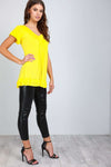 Ciara Peplum Frill V Neck Tunic Top - bejealous-com