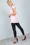 Ciara Peplum Frill V Neck Tunic Top - bejealous-com