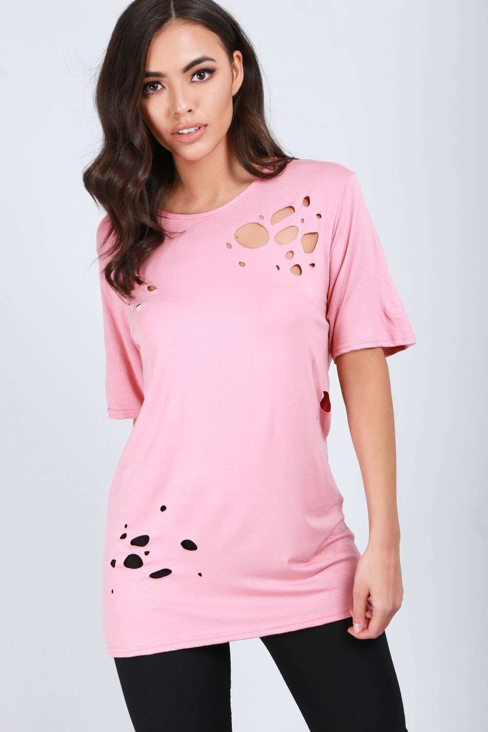 Clara Khaki Oversized Basic Ripped Jersey TShirt - bejealous-com