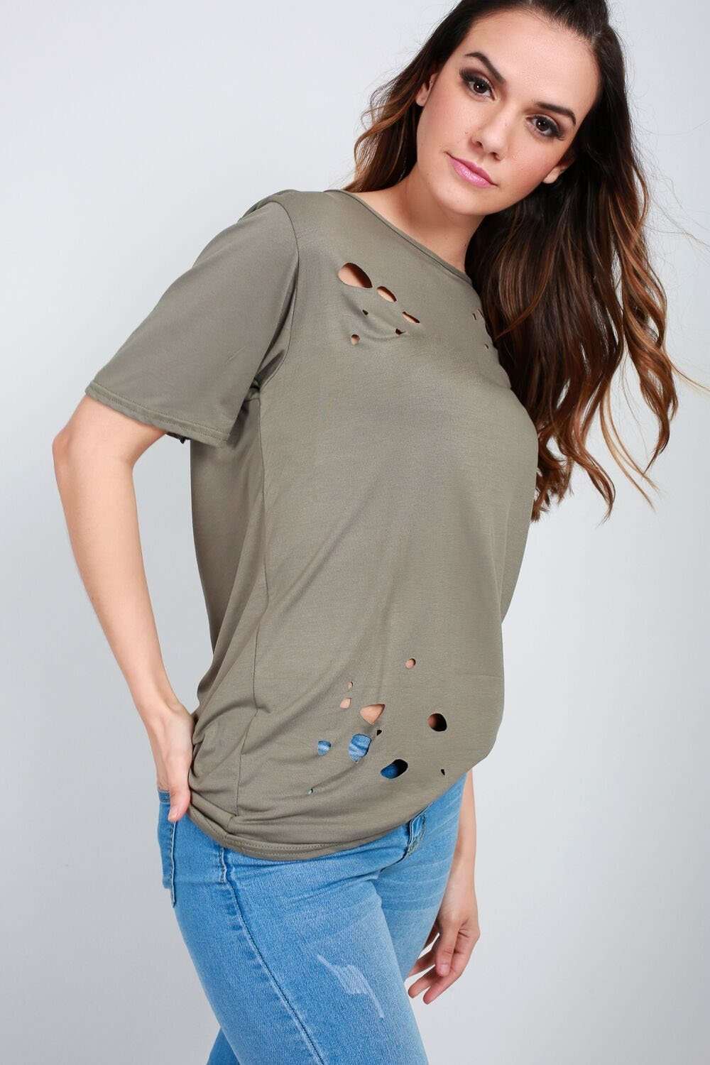 Clara Oversized Basic Ripped Jersey TShirt - bejealous-com