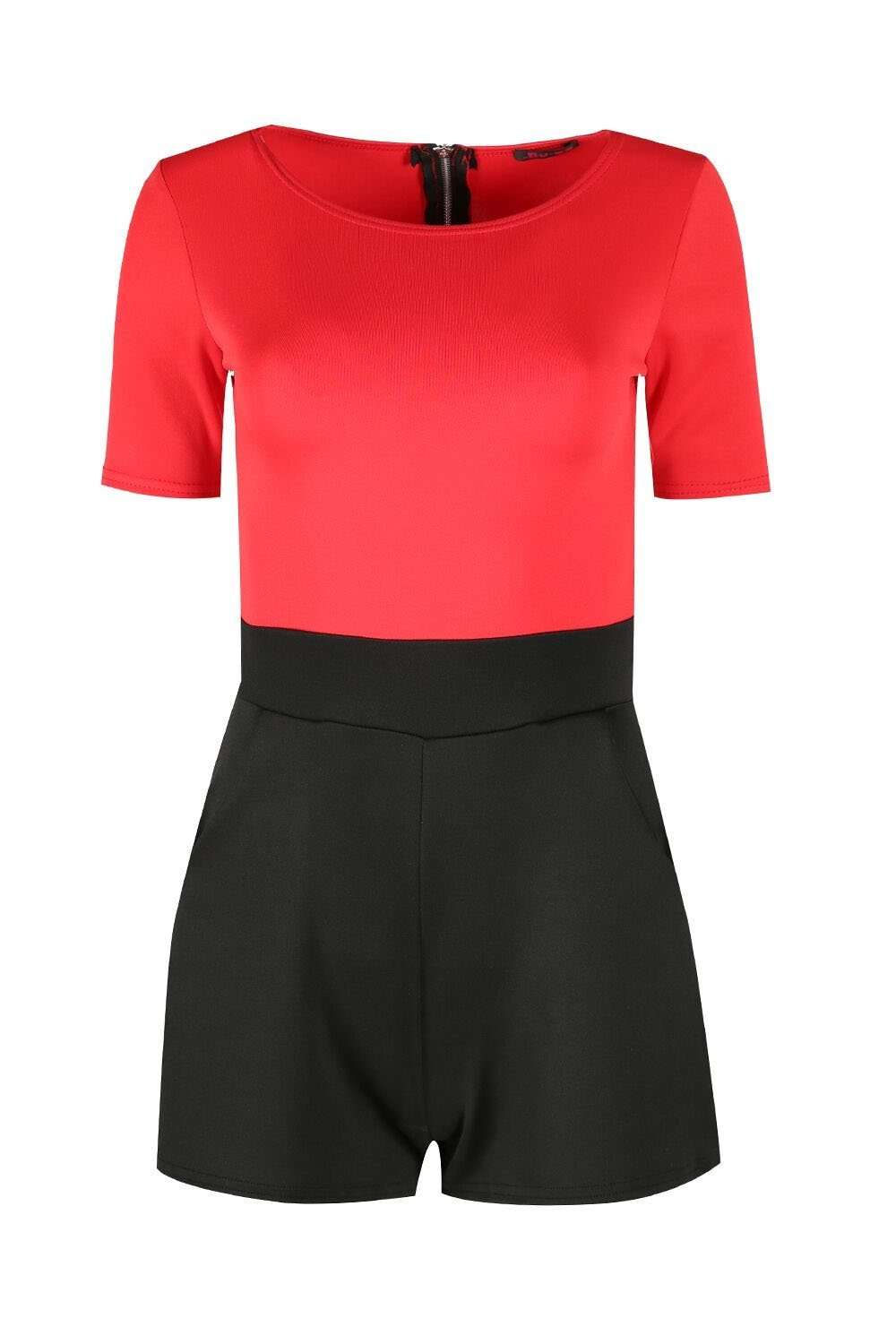 Clara Short Sleeve Colour Block Play Suit - bejealous-com