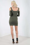 Cold Shoulder Long Sleeve Mini Dress - bejealous-com