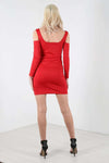 Cold Shoulder Long Sleeve Mini Dress - bejealous-com