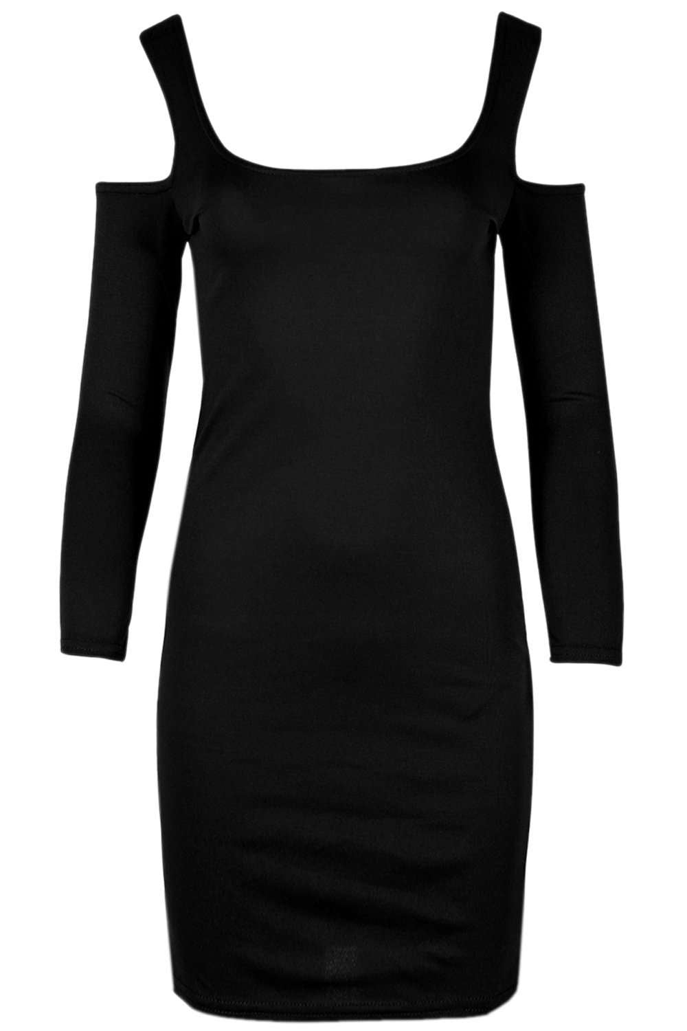Cold Shoulder Long Sleeve Mini Dress - bejealous-com