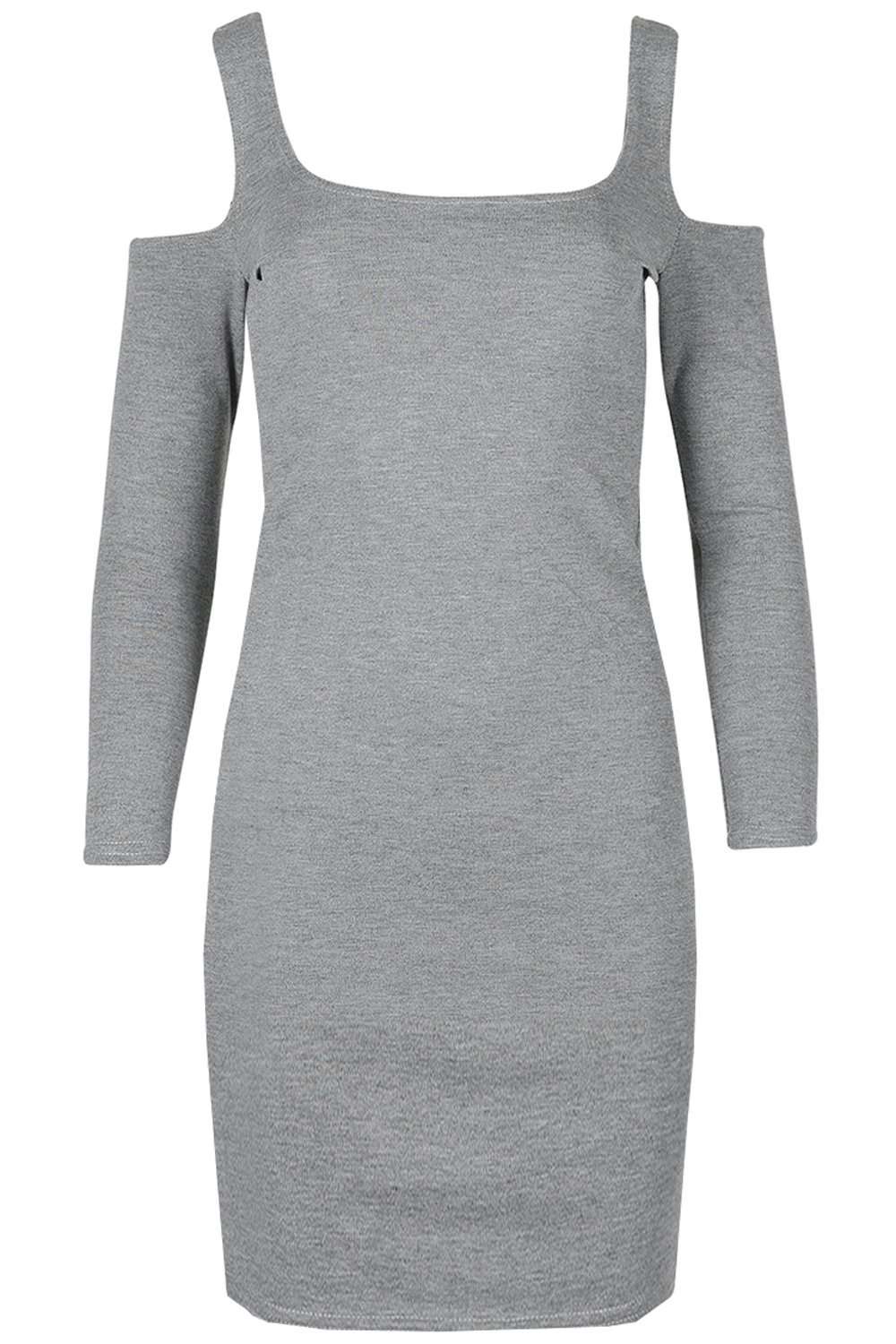 Cold Shoulder Long Sleeve Mini Dress - bejealous-com
