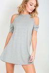 Corina Cold Shoulder Basic Jersey Tshirt Dress - bejealous-com