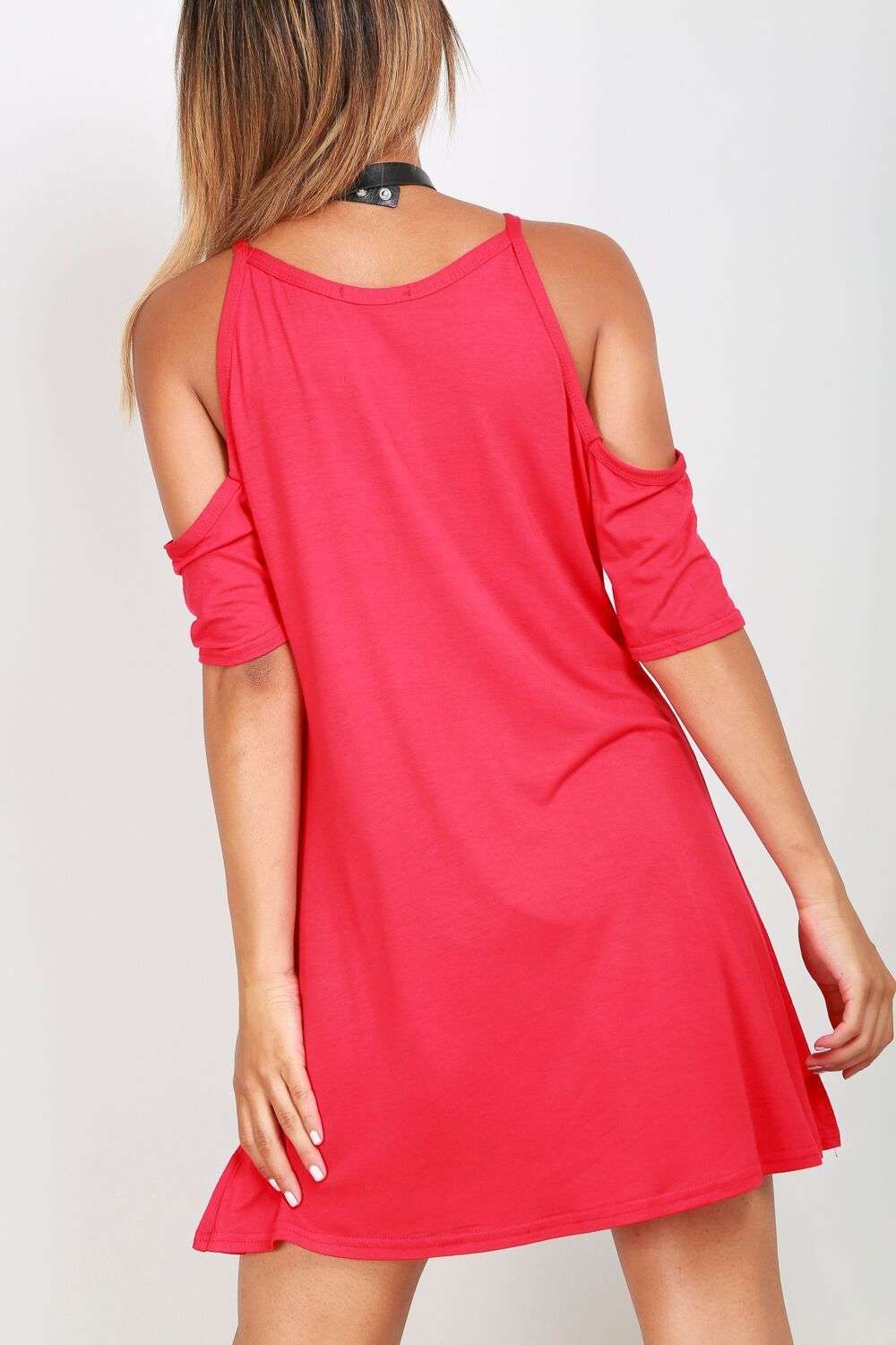 Corina Cold Shoulder Basic Jersey Tshirt Dress - bejealous-com