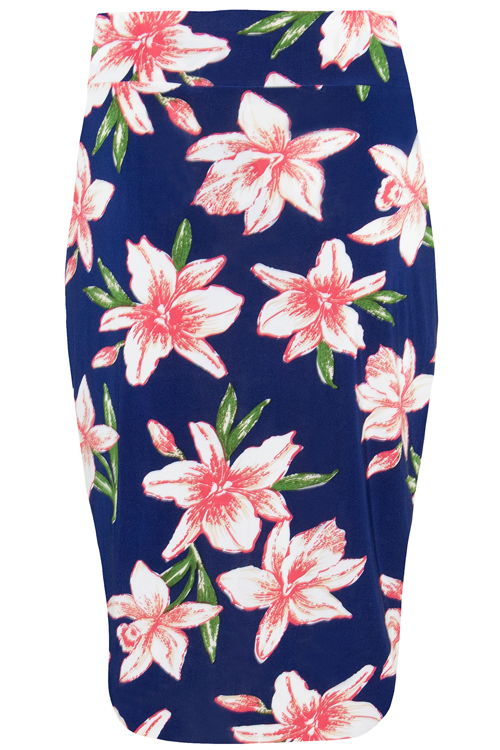 Cream High Waisted Tropical Print Midi Skirt - bejealous-com