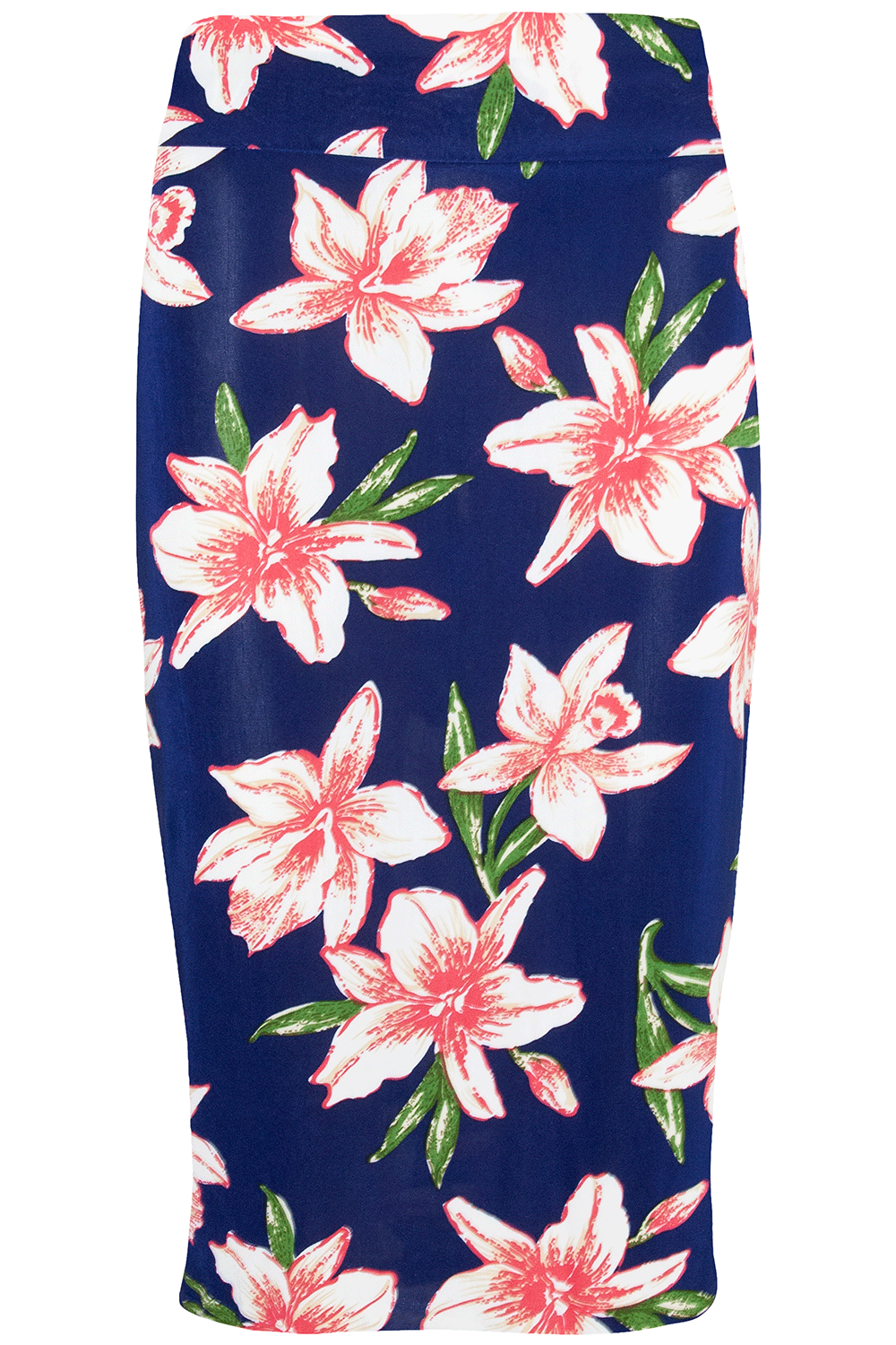 Cream High Waisted Tropical Print Midi Skirt - bejealous-com